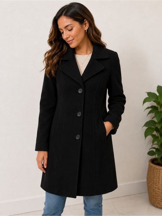 Anne Klein Jackets & Blazers - Anne Klein wool nylon cashmere blend Black Single-Breasted Pea Coat 2